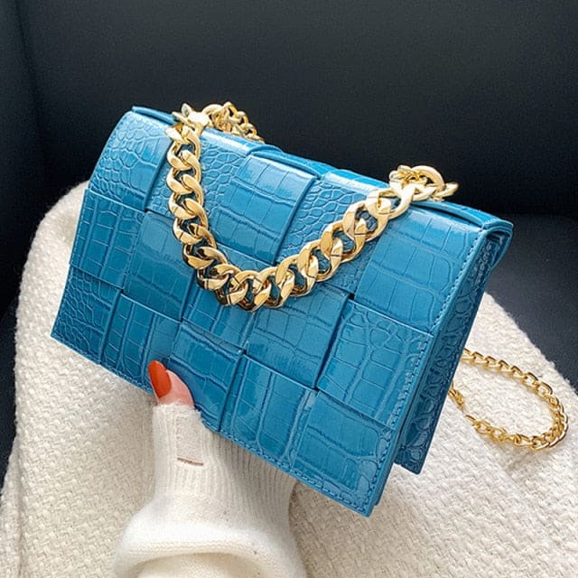 Faux Crocodile Crossbody - Blue / About(25cm-17cm-8cm