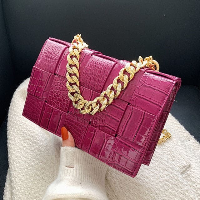 Faux Crocodile Crossbody - Purple / About(25cm-17cm-8cm