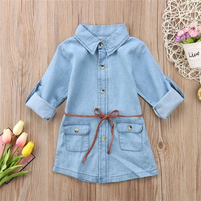 Girls Denim Mini Dress - Denim / 3T