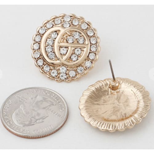 Jeweled Stud Earrings - Gold