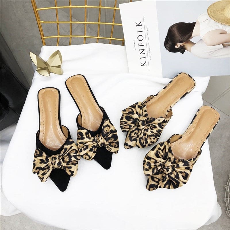 Leopard Bow Mules