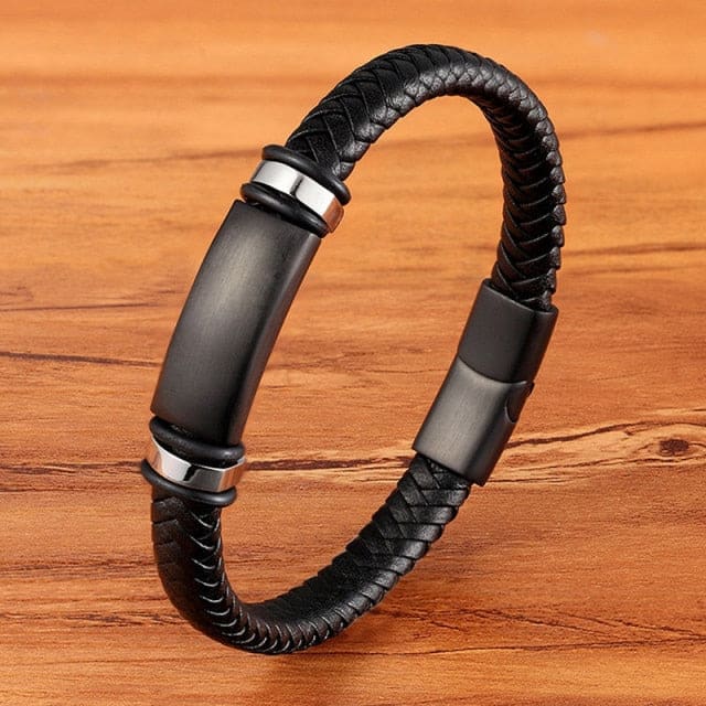 Men’s Genuine Leather Bracelet - BXXG1311Black / 21cm