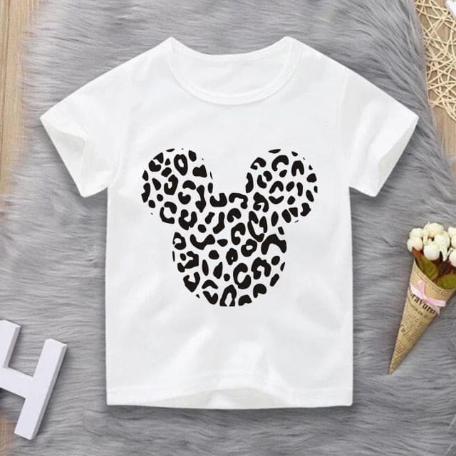 Minne Mouse Toddler/Big Girls Tee Shirts - Black Leopard No
