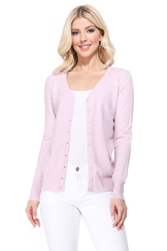 WOMEN'S V-NECK BUTTON DOWN KNIT CARDIGAN SWEATER