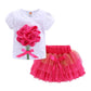 3D Tutu Skirt Sets - Rose red / 6