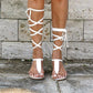 2022 New women gladiator knee high sandals open toe lace up cross strappy sandals flat with fashion sexy shoes women