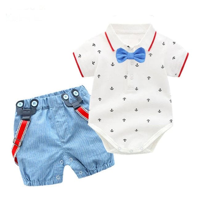 Baby Boy Gentleman Shorts Set - Blue Colurs / 12M
