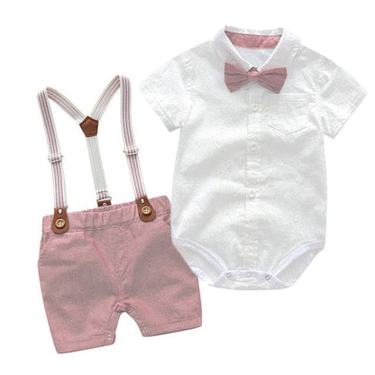 Baby Boy Gentleman Shorts Set - Pink / 12M