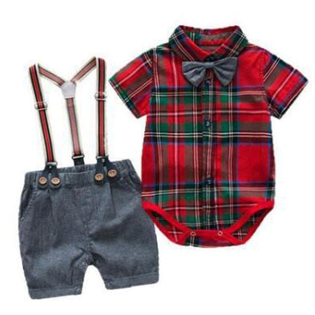 Baby Boy Gentleman Shorts Set - Red / 12M