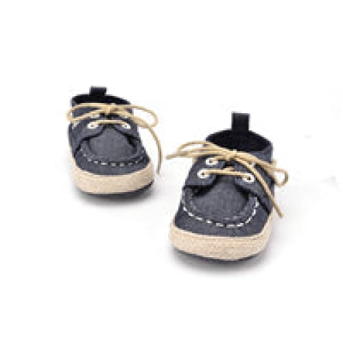 Baby Boy Soft Sole Boat Shoes - Gray / 0-6 Months