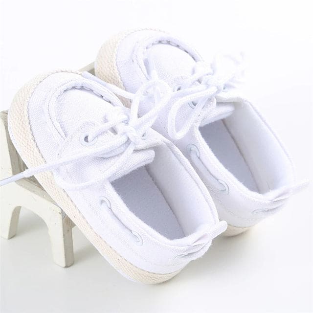 Baby Boy Soft Sole Boat Shoes - White / 13-18 Months