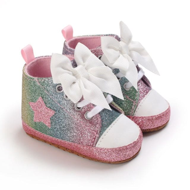 Baby Girl Canvas Sneakers - Rainbow colors / 7-12 Months