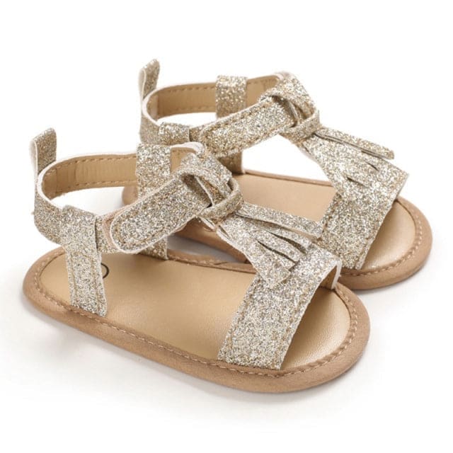 Baby Girls Soft Sole Tassel Sandals - Gold / 0-6 Months / 