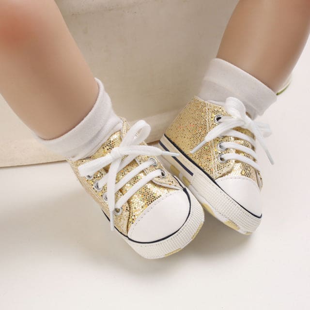 Baby/Toddler Girl Canvas Sneakers - Gold Shimmer / 