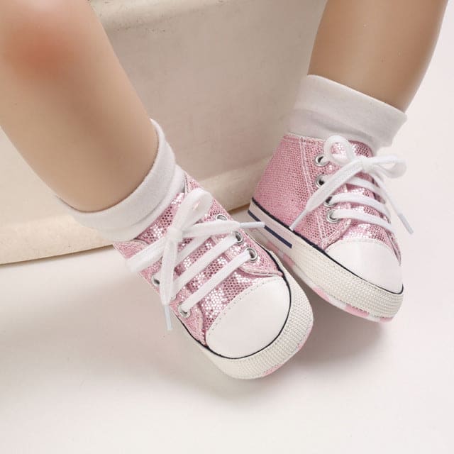 Baby/Toddler Girl Canvas Sneakers - Pink Shimmer / 