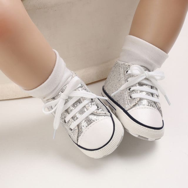 Baby/Toddler Girl Canvas Sneakers - Silver Shimmer / 