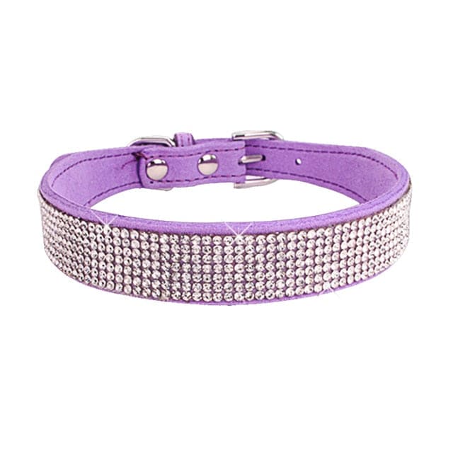 Bling Dog Collar - purple / L