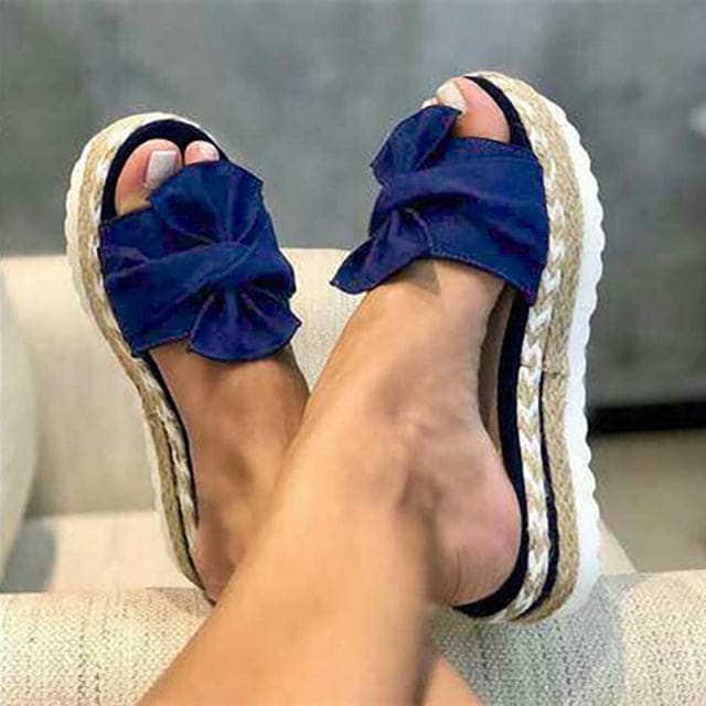 Bow Platform Sandals - Blue / 36/US6