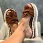Bow Platform Sandals - Brown / 35/US5