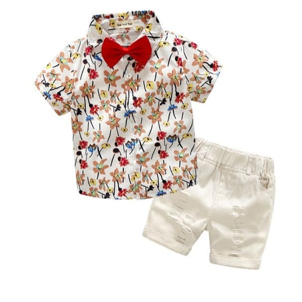Boys Bow Tie Two-Piece Summer Sets - B / 2T