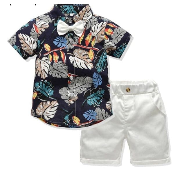 Boys Bow Tie Two-Piece Summer Sets - D / 2T