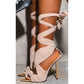 Colorful Lace-Up Heels - Beige / 8