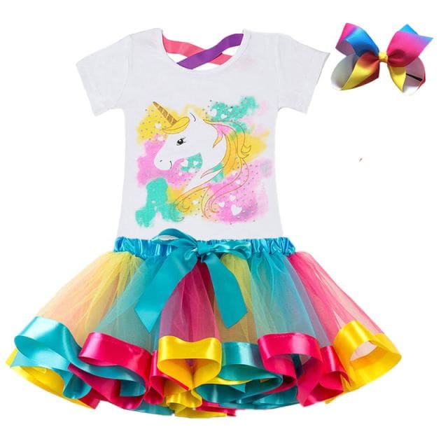 Colorful Tutu Skirt Set - Rainbow-4 / 3T