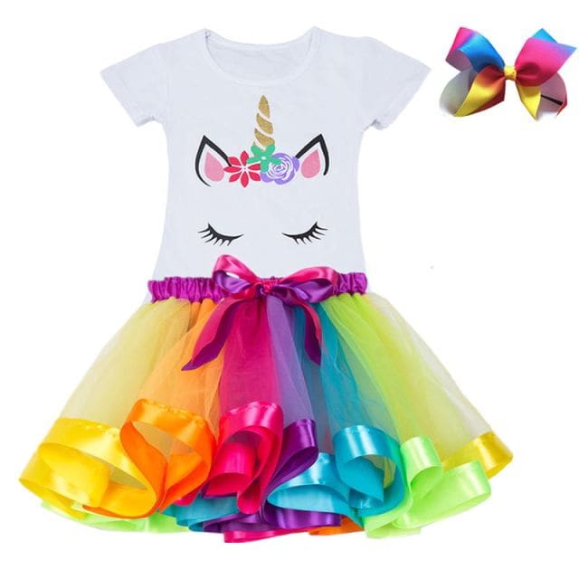 Colorful Tutu Skirt Set - Rainbow / 5