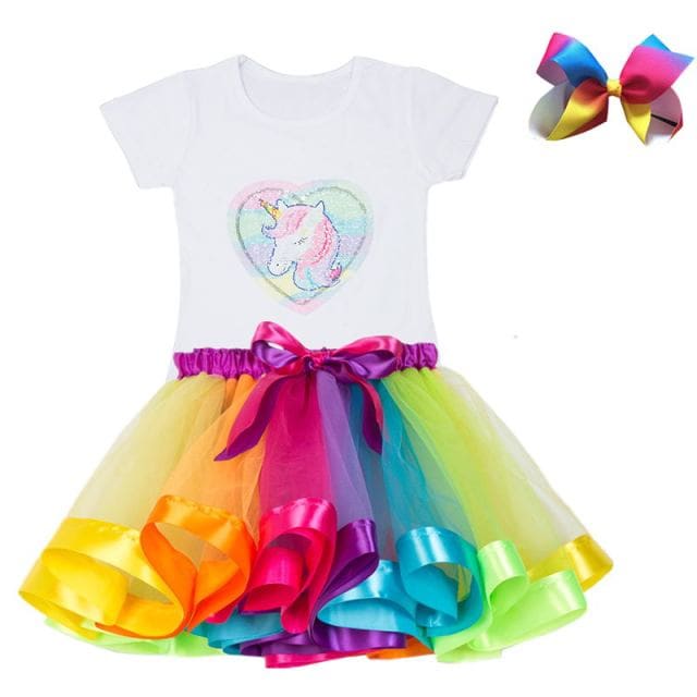 Colorful Tutu Skirt Set - Rainbow-5 / 3T