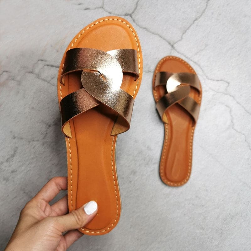 Faux Leather Slip-on Sandals