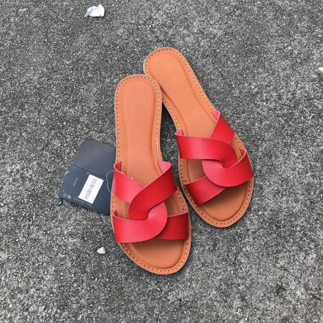 Faux Leather Slip-on Sandals