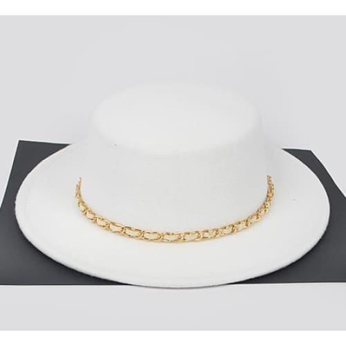 Faux Wool Hat W/Chain - White