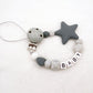 Handmade Personalized Pacifier Clip - Gray Heart