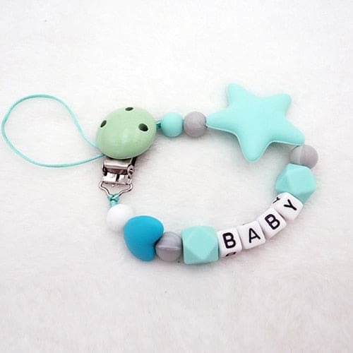 Handmade Personalized Pacifier Clip - Green Heart