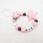 Handmade Personalized Pacifier Clip - Pink Heart