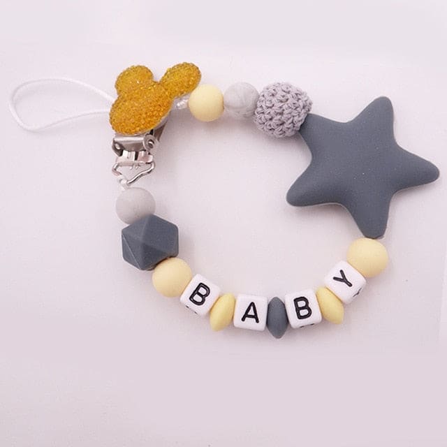 Handmade Personalized Pacifier Clip - Yellow