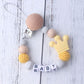 Handmade Personalized Pacifier Clip - Yellow Crown