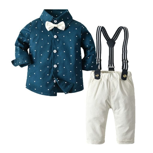 Long Sleeve 2-Piece Baby Boy Outfits - Navy Blue / 3M
