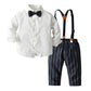 Long Sleeve 2-Piece Baby Boy Outfits - white / 18M
