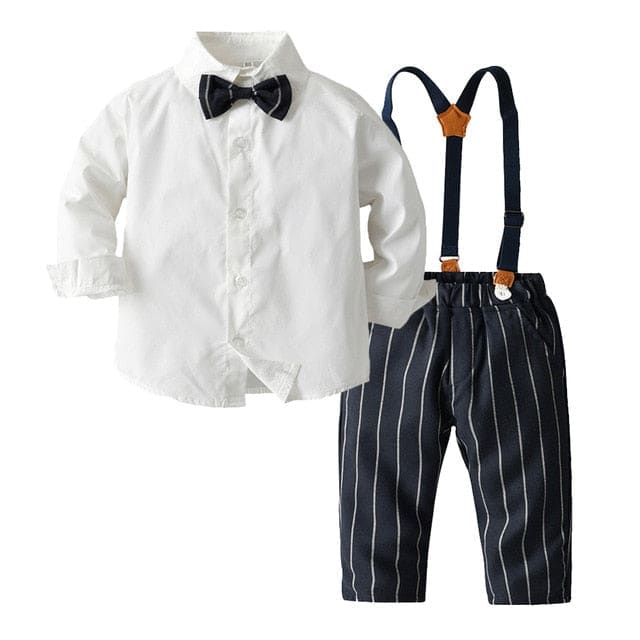 Long Sleeve 2-Piece Baby Boy Outfits - white / 18M