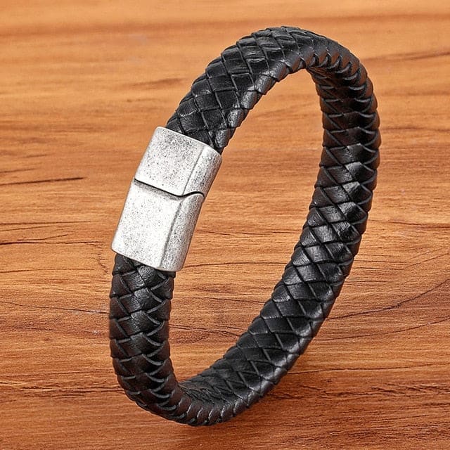 Men’s Genuine Leather Bracelet - BXXG1043silver / 23cm