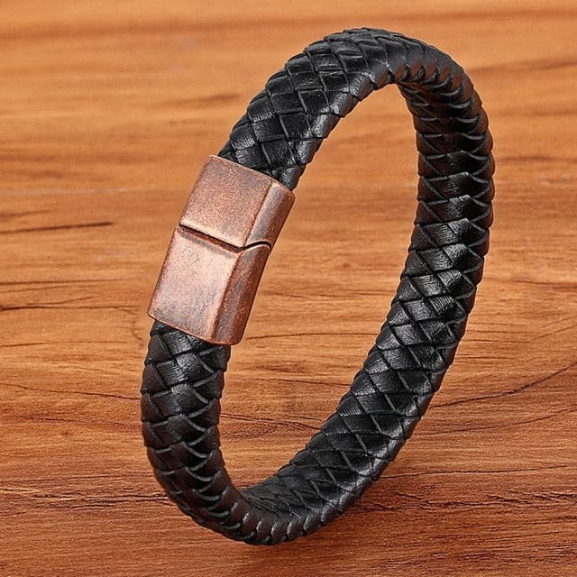 Men’s Genuine Leather Bracelet - BXXG1044gold / 23cm