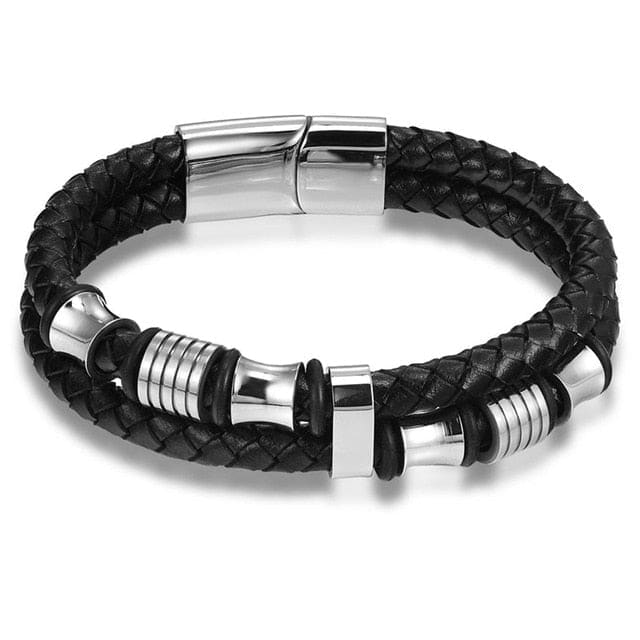 Men’s Genuine Leather Bracelet - BXXG222Silver / 23cm