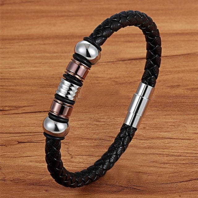 Men’s Genuine Leather Bracelet - BXXG953Rose gold / 23cm