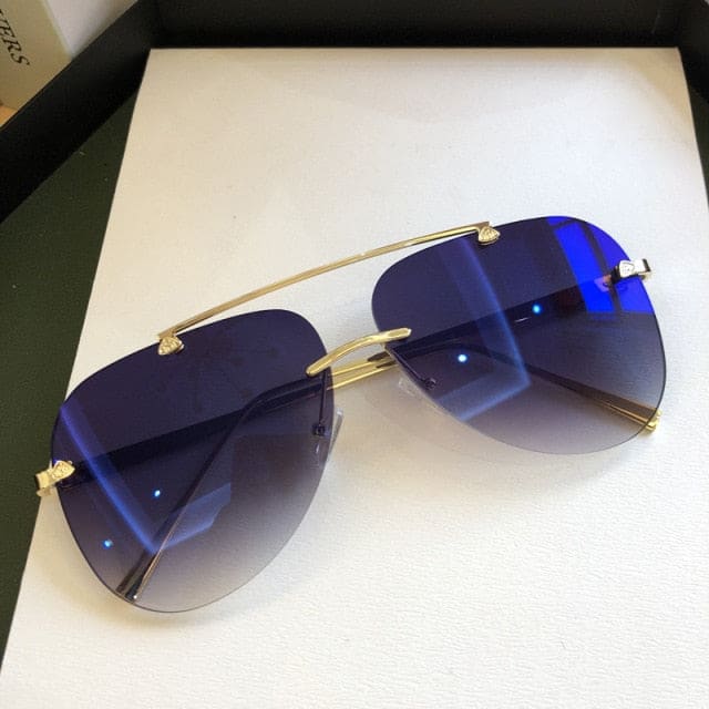 Men’s Rimless Oval Sunglasses - 1.1blue / Gold