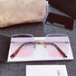 Men’s Rimless Oval Sunglasses - grey pink / Gold