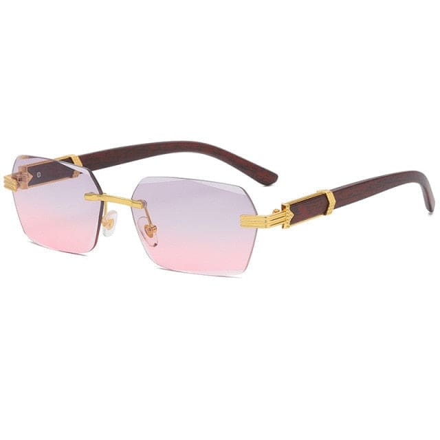 Men’s Rimless Sunglasses - Gray Pink