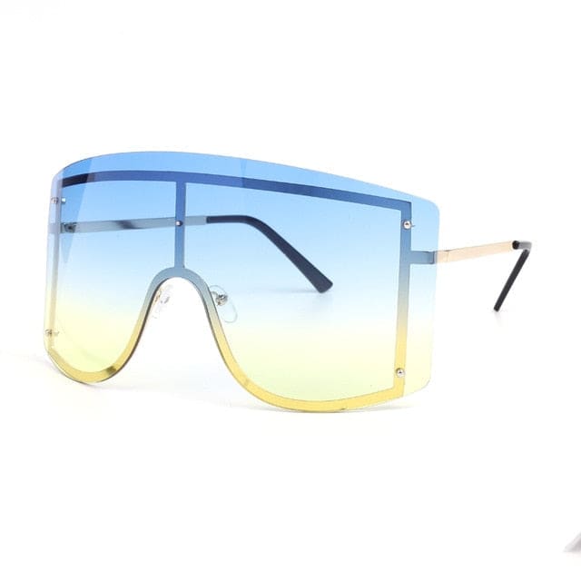 Oversized Rimless Sunglasses - 10Blue yellow / United States