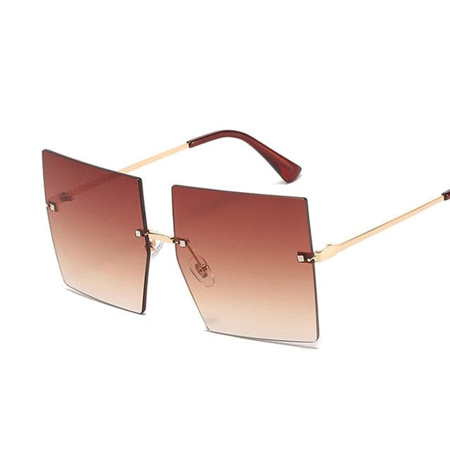 Oversized Sun Glasses - Double Brown