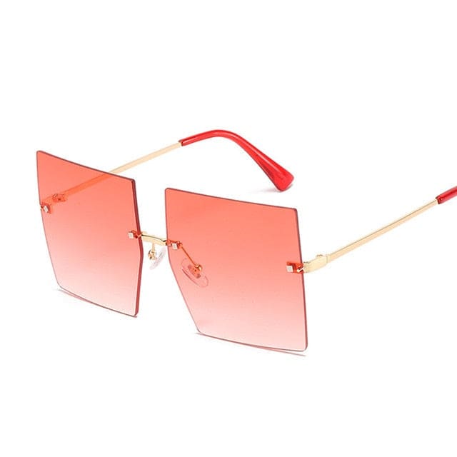 Oversized Sun Glasses - Double Red